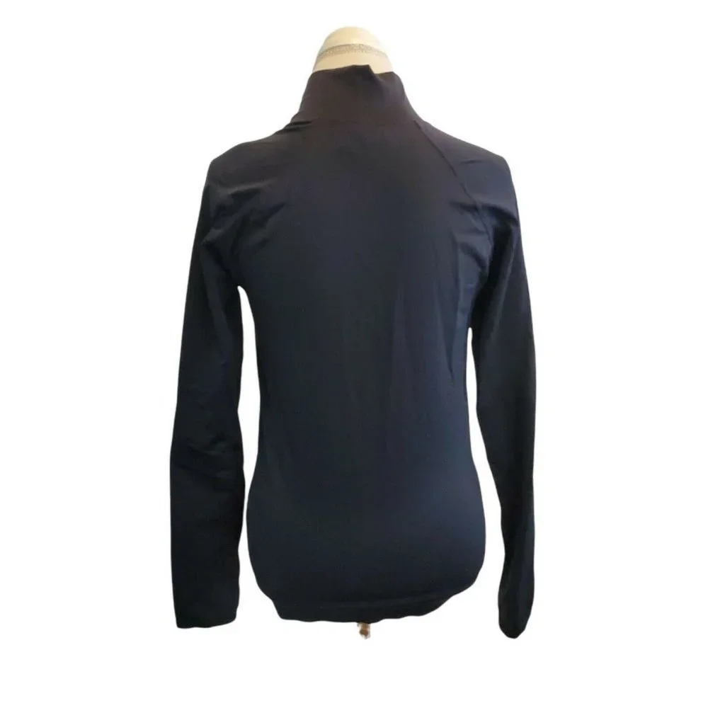 Fabletics Workout Athletic Fitted Jacket Black Thumbholes Full‎ Zip Nylon Sz M